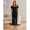 Ekouaer Womens Cotton Pajamas Sets Short Sleeve Tops and Capri Pants Sleepwear Loungewear with Pockets(Black)