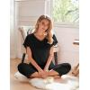 Ekouaer Womens Cotton Pajamas Sets Short Sleeve Tops and Capri Pants Sleepwear Loungewear with Pockets(Black)