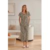 Ekouaer Womens Cotton Pajamas Sets Short Sleeve Tops and Capri Pants Sleepwear Loungewear with Pockets(Brown Leopard)