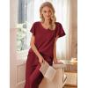 Ekouaer Womens Cotton Pajamas Sets Short Sleeve Tops and Capri Pants Sleepwear Loungewear with Pockets(Burgundy)