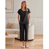 Ekouaer Womens Cotton Pajamas Sets Short Sleeve Tops and Capri Pants Sleepwear Loungewear with Pockets(Dark Gray)