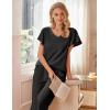Ekouaer Womens Cotton Pajamas Sets Short Sleeve Tops and Capri Pants Sleepwear Loungewear with Pockets(Dark Gray)
