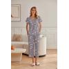 Ekouaer Womens Cotton Pajamas Sets Short Sleeve Tops and Capri Pants Sleepwear Loungewear with Pockets(Gray Coffee Cup)