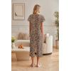 Ekouaer Womens Cotton Pajamas Sets Short Sleeve Tops and Capri Pants Sleepwear Loungewear with Pockets(Leopard Print)