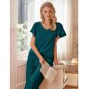Ekouaer Womens Cotton Pajamas Sets Short Sleeve Tops and Capri Pants Sleepwear Loungewear with Pockets(Marine Blue)