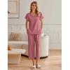 Ekouaer Womens Cotton Pajamas Sets Short Sleeve Tops and Capri Pants Sleepwear Loungewear with Pockets(Pale Violet Red)
