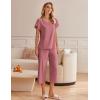 Ekouaer Womens Cotton Pajamas Sets Short Sleeve Tops and Capri Pants Sleepwear Loungewear with Pockets(Pale Violet Red)