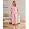 Ekouaer Womens Cotton Pajamas Sets Short Sleeve Tops and Capri Pants Sleepwear Loungewear with Pockets(Pink)