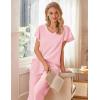 Ekouaer Womens Cotton Pajamas Sets Short Sleeve Tops and Capri Pants Sleepwear Loungewear with Pockets(Pink)