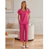 Ekouaer Womens Cotton Pajamas Sets Short Sleeve Tops and Capri Pants Sleepwear Loungewear with Pockets(Rose)