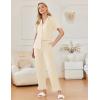 Ekouaer Women’s Pajama Sets Ruffle Button Up Pj Sets 2 Piece Short Sleeve Pants Lounge Set with Pockets(Beige)