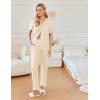 Ekouaer Women’s Pajama Sets Ruffle Button Up Pj Sets 2 Piece Short Sleeve Pants Lounge Set with Pockets(Beige)