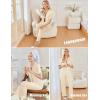 Ekouaer Women’s Pajama Sets Ruffle Button Up Pj Sets 2 Piece Short Sleeve Pants Lounge Set with Pockets(Beige)