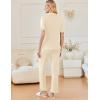 Ekouaer Women’s Pajama Sets Ruffle Button Up Pj Sets 2 Piece Short Sleeve Pants Lounge Set with Pockets(Beige)