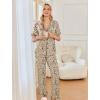 Ekouaer Women’s Pajama Sets Ruffle Button Up Pj Sets 2 Piece Short Sleeve Pants Lounge Set with Pockets(Camel Leopard)