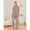 Ekouaer Women’s Pajama Sets Ruffle Button Up Pj Sets 2 Piece Short Sleeve Pants Lounge Set with Pockets(Camel Leopard)