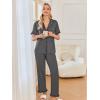 Ekouaer Women’s Pajama Sets Ruffle Button Up Pj Sets 2 Piece Short Sleeve Pants Lounge Set with Pockets(Dark Gray)