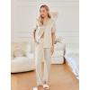 Ekouaer Women’s Pajama Sets Ruffle Button Up Pj Sets 2 Piece Short Sleeve Pants Lounge Set with Pockets(Light Coffee)
