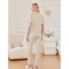 Ekouaer Women’s Pajama Sets Ruffle Button Up Pj Sets 2 Piece Short Sleeve Pants Lounge Set with Pockets(Light Coffee)