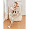Ekouaer Women’s Pajama Sets Ruffle Button Up Pj Sets 2 Piece Short Sleeve Pants Lounge Set with Pockets(Light Coffee)