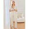 Ekouaer Women’s Pajama Sets Ruffle Button Up Pj Sets 2 Piece Short Sleeve Pants Lounge Set with Pockets(Light Coffee)