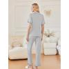 Ekouaer Women’s Pajama Sets Ruffle Button Up Pj Sets 2 Piece Short Sleeve Pants Lounge Set with Pockets(Light Gray)