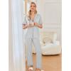 Ekouaer Women’s Pajama Sets Ruffle Button Up Pj Sets 2 Piece Short Sleeve Pants Lounge Set with Pockets(Light Gray)