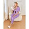 Ekouaer Women’s Pajama Sets Ruffle Button Up Pj Sets 2 Piece Short Sleeve Pants Lounge Set with Pockets(Lilac)