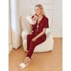Ekouaer Women’s Pajama Sets Ruffle Button Up Pj Sets 2 Piece Short Sleeve Pants Lounge Set with Pockets(Wine Red)