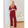 Ekouaer Women’s Pajama Sets Ruffle Button Up Pj Sets 2 Piece Short Sleeve Pants Lounge Set with Pockets(Wine Red)