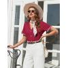 Ekouaer Womens Pajama Sets Short Sleeve Button Up Pjs, Chic Contrast Trim, Long Pants with Pockets,Soft Loungewear Set S-XXL(Dark Red)
