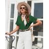 Ekouaer Womens Pajama Sets Short Sleeve Button Up Pjs, Chic Contrast Trim, Long Pants with Pockets,Soft Loungewear Set S-XXL(Green)