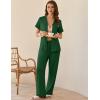 Ekouaer Womens Pajama Sets Short Sleeve Button Up Pjs, Chic Contrast Trim, Long Pants with Pockets,Soft Loungewear Set S-XXL(Green)