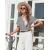 Ekouaer Womens Pajama Sets Short Sleeve Button Up Pjs, Chic Contrast Trim, Long Pants with Pockets,Soft Loungewear Set S-XXL(Light Gray)