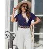 Ekouaer Womens Pajama Sets Short Sleeve Button Up Pjs, Chic Contrast Trim, Long Pants with Pockets,Soft Loungewear Set S-XXL(Navy Blue)