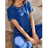 Ekouaer Women’s Pajama Sets Short Sleeve Pj Sets with Long Pants 2 Piece Lounge Sets Soft Summer Sleepwear S-XXL(Sky Blue)