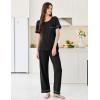 Ekouaer Womens Pajama Sets Short Sleeve Top and Pants 2 Piece Pjs Soft Sleepwear Comfy Lounge Set S-XXL(Black)