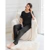 Ekouaer Womens Pajama Sets Short Sleeve Top and Pants 2 Piece Pjs Soft Sleepwear Comfy Lounge Set S-XXL(Black)