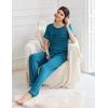 Ekouaer Womens Pajama Sets Short Sleeve Top and Pants 2 Piece Pjs Soft Sleepwear Comfy Lounge Set S-XXL(Blue Green)
