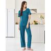 Ekouaer Womens Pajama Sets Short Sleeve Top and Pants 2 Piece Pjs Soft Sleepwear Comfy Lounge Set S-XXL(Blue Green)