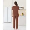 Ekouaer Womens Pajama Sets Short Sleeve Top and Pants 2 Piece Pjs Soft Sleepwear Comfy Lounge Set S-XXL(Brown)