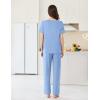 Ekouaer Womens Pajama Sets Short Sleeve Top and Pants 2 Piece Pjs Soft Sleepwear Comfy Lounge Set S-XXL(Clear Blue)