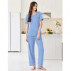 Ekouaer Womens Pajama Sets Short Sleeve Top and Pants 2 Piece Pjs Soft Sleepwear Comfy Lounge Set S-XXL(Clear Blue)