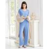 Ekouaer Womens Pajama Sets Short Sleeve Top and Pants 2 Piece Pjs Soft Sleepwear Comfy Lounge Set S-XXL(Clear Blue)