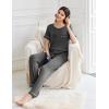 Ekouaer Womens Pajama Sets Short Sleeve Top and Pants 2 Piece Pjs Soft Sleepwear Comfy Lounge Set S-XXL(Dark Gray)