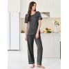 Ekouaer Womens Pajama Sets Short Sleeve Top and Pants 2 Piece Pjs Soft Sleepwear Comfy Lounge Set S-XXL(Dark Gray)
