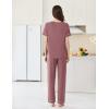 Ekouaer Womens Pajama Sets Short Sleeve Top and Pants 2 Piece Pjs Soft Sleepwear Comfy Lounge Set S-XXL(Dark Pink)