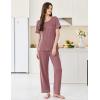 Ekouaer Womens Pajama Sets Short Sleeve Top and Pants 2 Piece Pjs Soft Sleepwear Comfy Lounge Set S-XXL(Dark Pink)