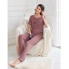 Ekouaer Womens Pajama Sets Short Sleeve Top and Pants 2 Piece Pjs Soft Sleepwear Comfy Lounge Set S-XXL(Dark Pink)