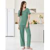 Ekouaer Womens Pajama Sets Short Sleeve Top and Pants 2 Piece Pjs Soft Sleepwear Comfy Lounge Set S-XXL(Green)